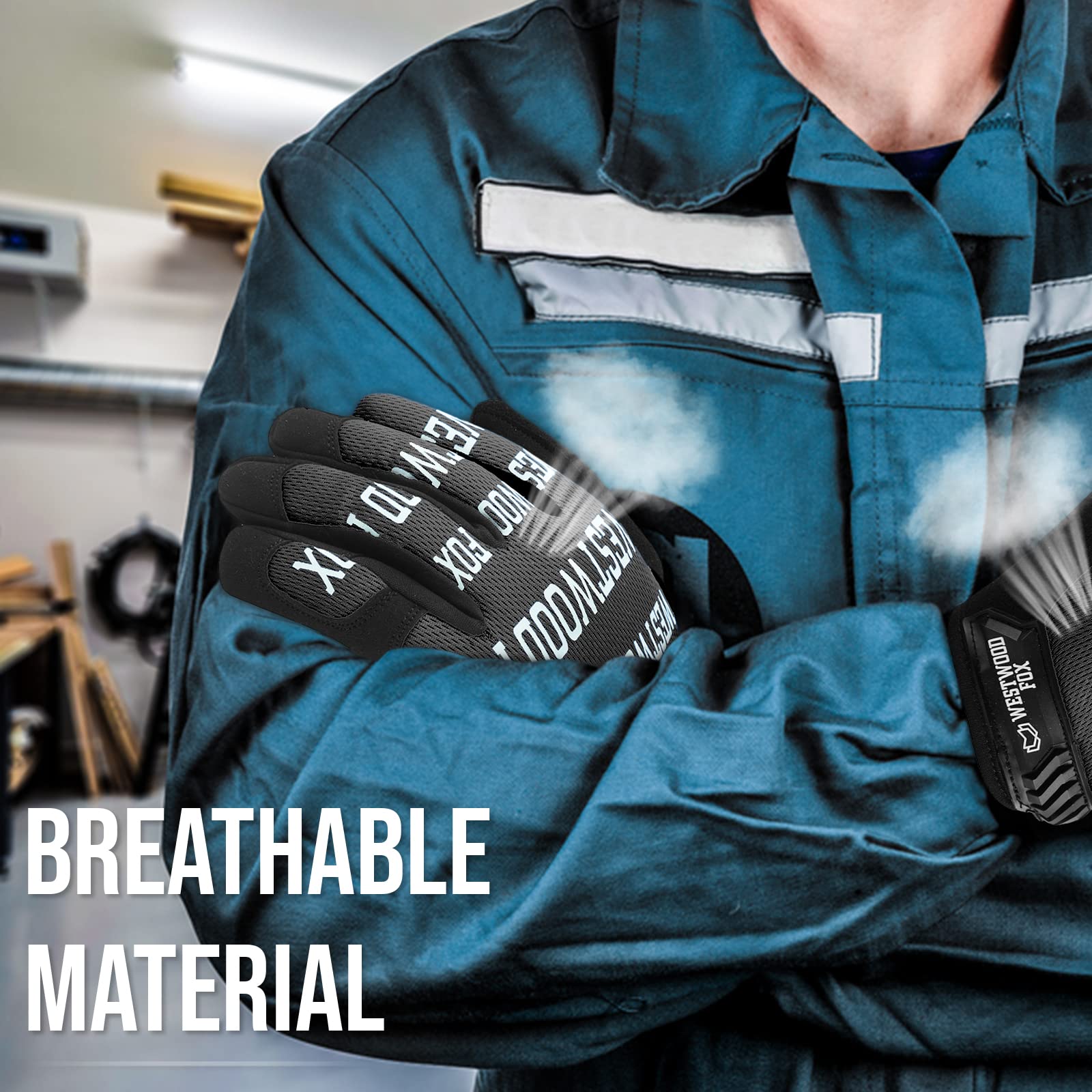 WESTWOOD FOX Gardening Working Gloves Garden Thorn Proof Flexible Heavy Duty Leather Mechanic Utility Dexterity Breathable Construction Gloves for Work Mens Women (Metallic Orange, L)