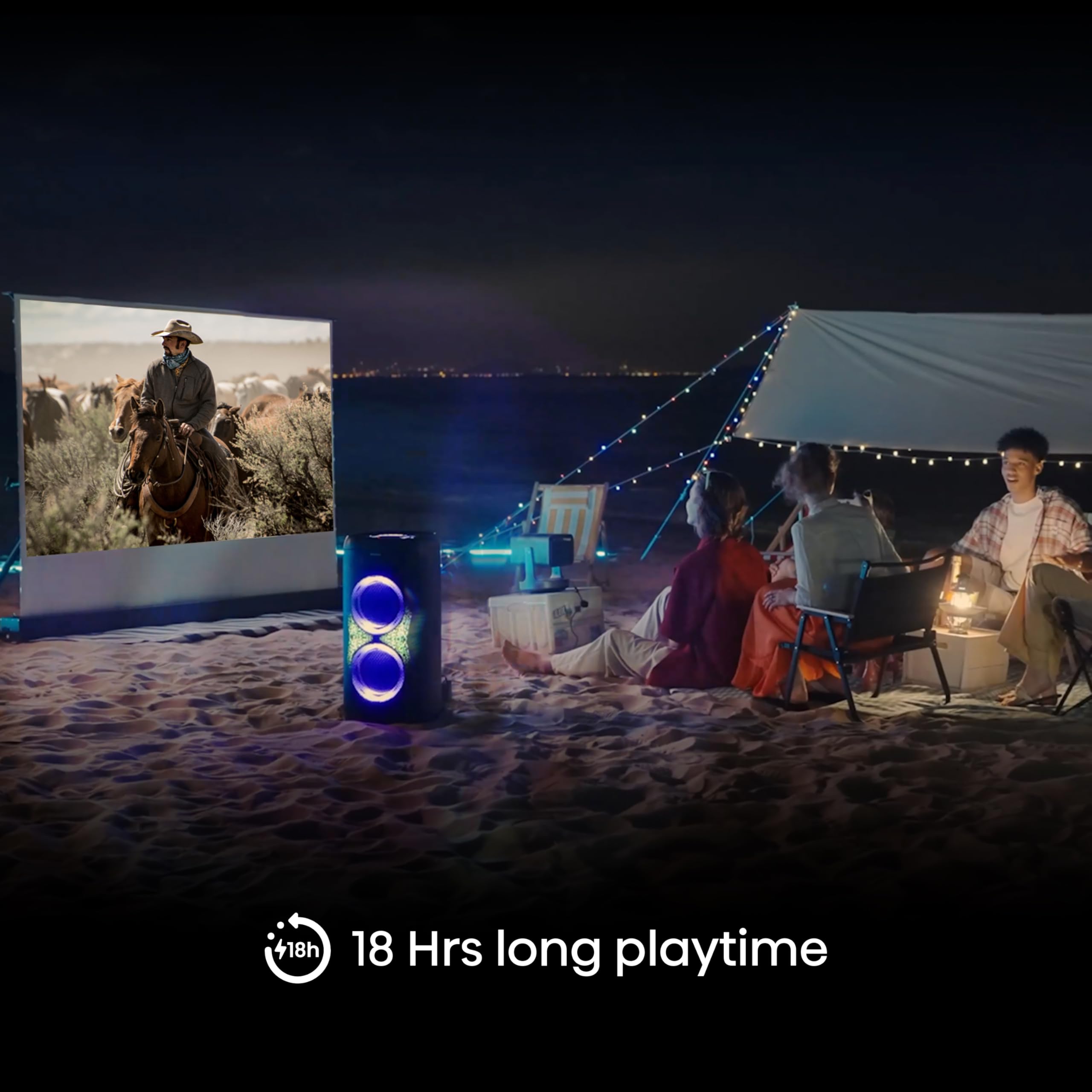 Hisense PARTY STORM, 300W Max Audio Power,15 Hrs long playtime,Karaoke Mode,Lighting effects, Wireless charge the phone, IPX4 Waterproof, Bluetooth 5.0