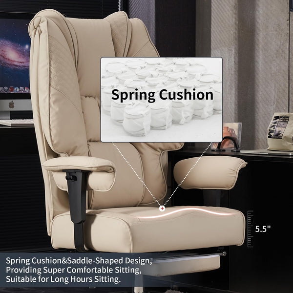 EXCEBET Ergonomic Office Chair – High Back PU Leather Executive Desk Chair with Adjustable Armrests, Swivel Computer Chair for Home/Office, Heavy Duty Support up to 400 lbs