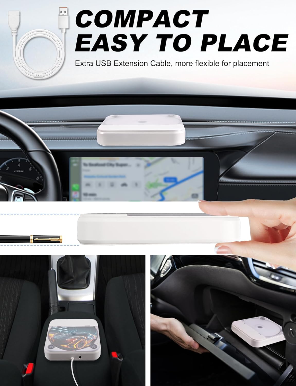 External Portable CD Player for Car, Car CD-Player USB Plug and Play, AUX Port, USB Extension Cable, Universal usb CD Car Player for Vehicle, Laptop, TV, Computer, Android 4.4 and Above Navigation