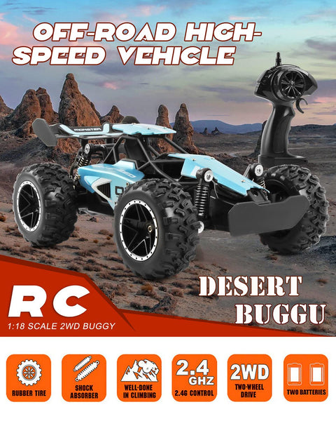 SZJJX Remote Control Cars – 2.4GHz High-Speed RC Car for Kids, 15KM/H+ 2WD Off-Road Car with 2 Rechargeable Batteries, Electric Remote Control Truck Toy for Boys & Girls Gifts (Green)