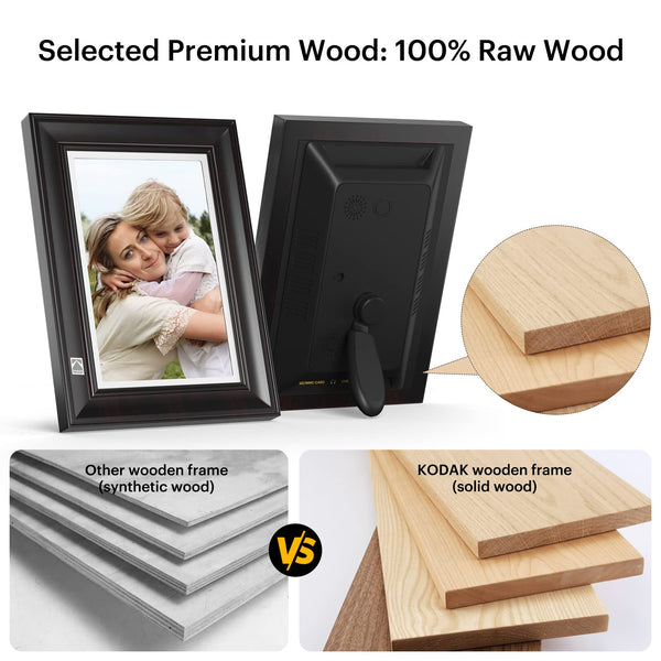 KODAK Digital Photo Frame WiFi Digital Picture Frame 10.1 Inches, FHD 1920*1200 IPS Touchscreen, Wooden Smart Electronic Frame with 32GB Memory, Easy to Share Photo, Video via APP with Your Loved Ones
