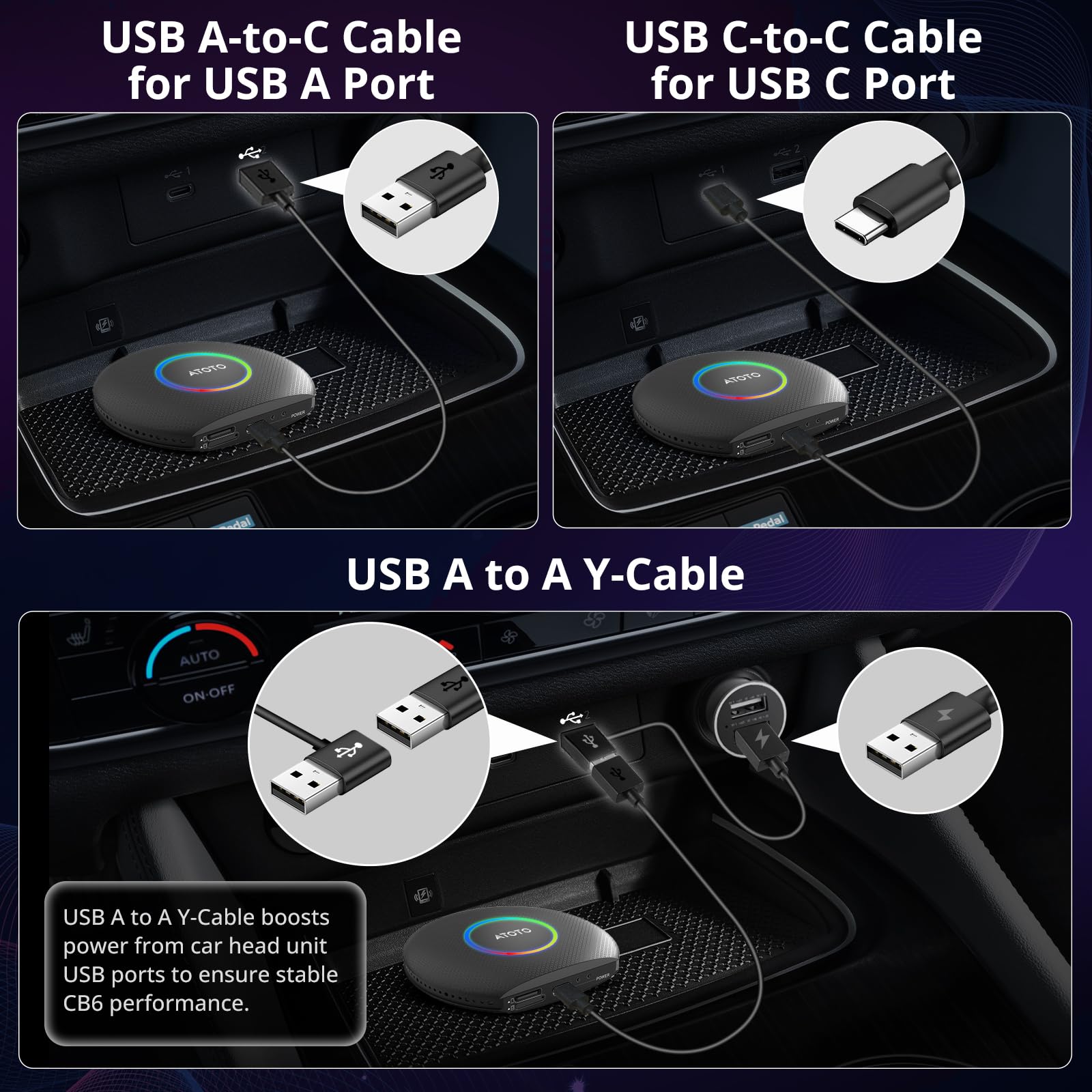 CB6 CarPlay AI Box Android 13 CarPlay Wireless/Android Auto Converts Wired to Wireless with 4G LTE, 5G Wi-Fi, 2 Bluetooth, AI Dongle, Support for YouTube, 4G+64G, Black