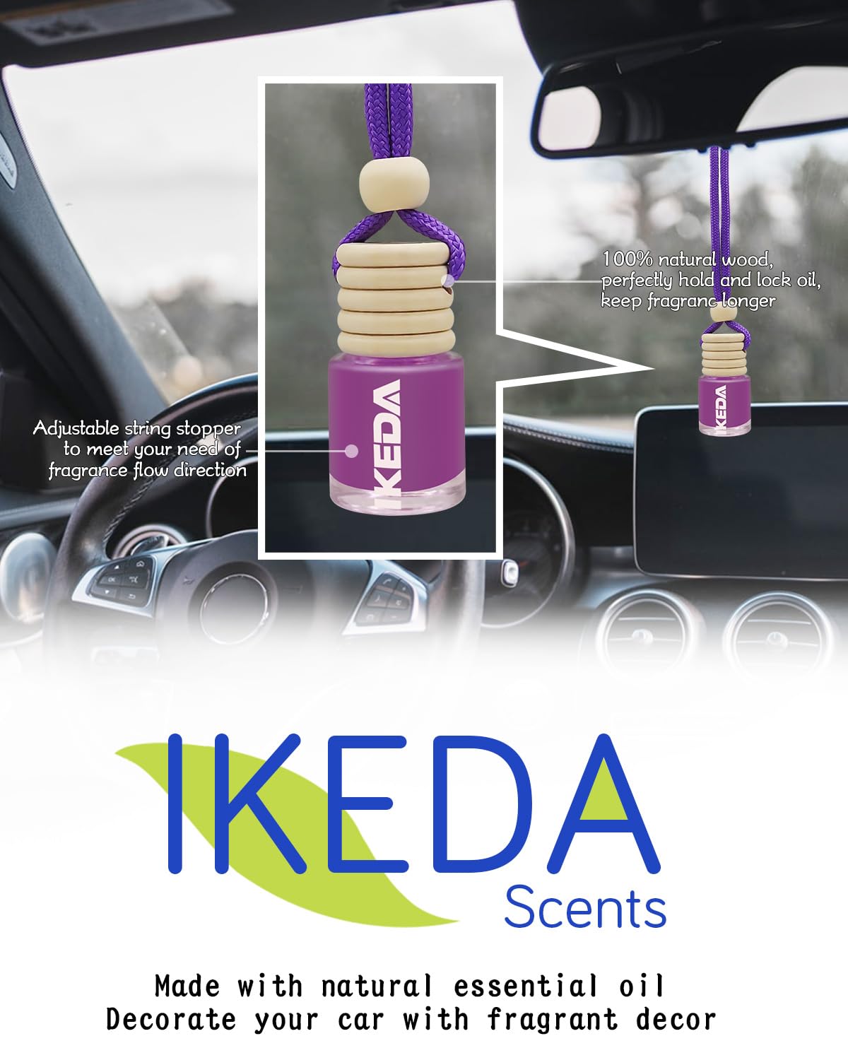 Ikeda scents Ikeda Car Air Fresheners | Automotive Hanging Pendant | Auto Perfume Diffuser with Real Oil | Strong and Long Last Fragrance | Fresh Smell Cover Odours | Car Accessories for Men Women
