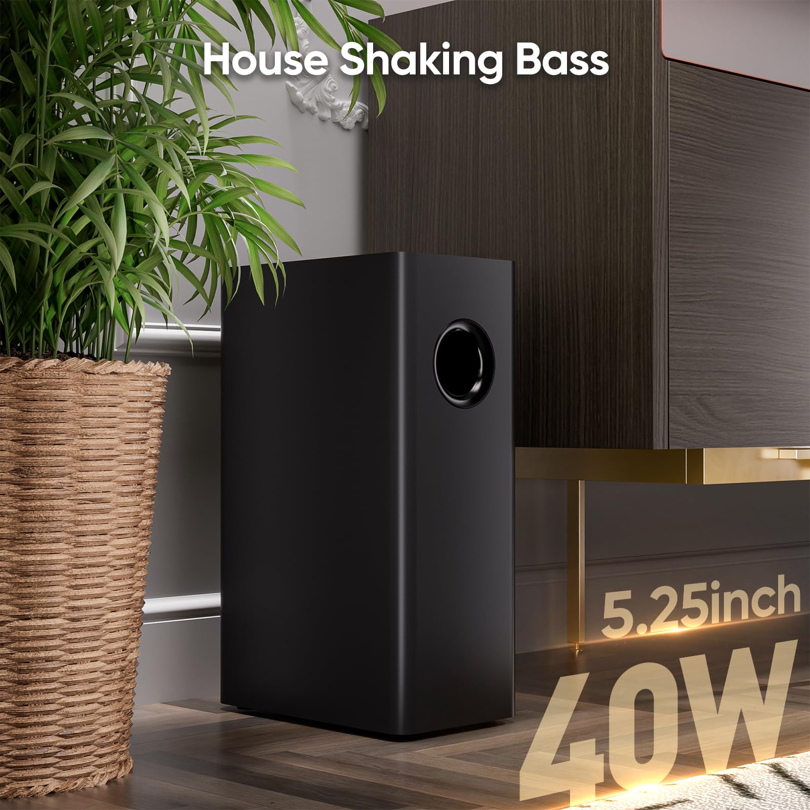 Saiyin Sound Bar for Smart TV, 90W Compact Soundbar Speaker with Subwoofer, 2.1Channel Home Theater Surround Sound System with Crisp Vocals and Deep Bass for TV PC Projector