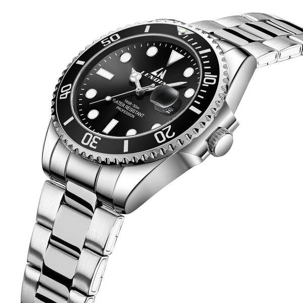 LN LENQIN Mens Watches Stainless Steel Watches Men Waterproof Analog Quartz Watch Men's Wrist Watches with Date Fashion Casual Man Watch