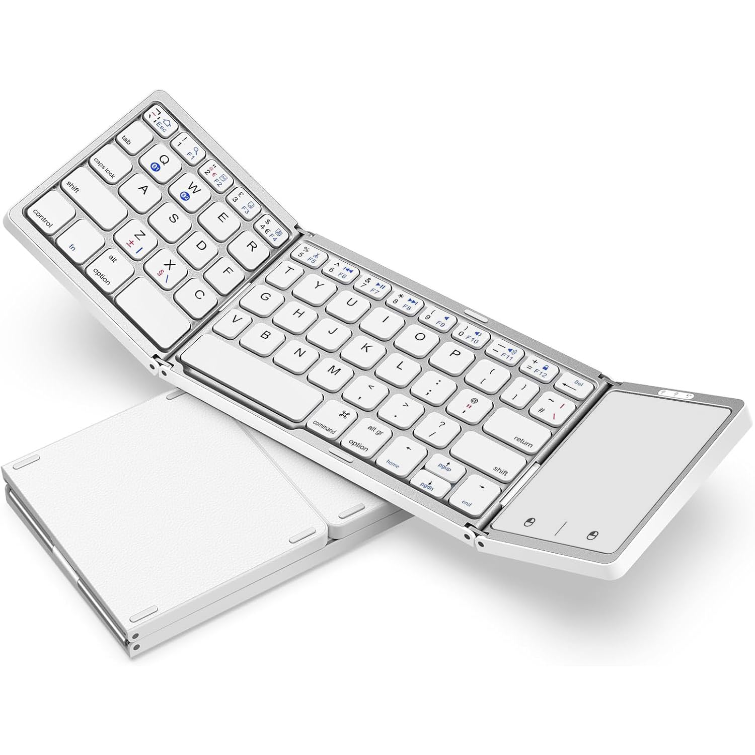 Seenda Folding Bluetooth Keyboard with Touchpad, Foldable Portable Travel Mini Wireless Keyboard, Rechargeable UK layout for iOS Android Windows PC Tablet phone ipad, Black and Grey