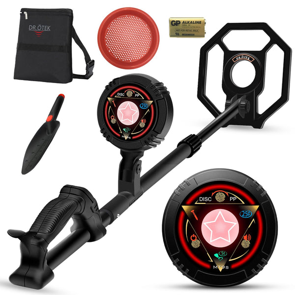 DR.ÖTEK Metal Detector for Kids, Waterproof with LCD Display and Buzzer, 60-76 cm Adjustable Stem, High Sensitivity, Lightweight Gold Detector, Ages 3-10
