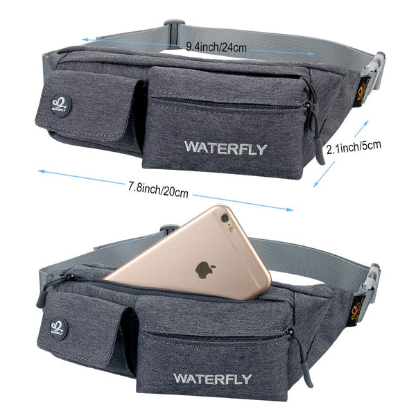 Waterfly Waist Bag Pack Slim Water Resistant Fanny Pack Travel Bum Bag Running Belt for Traveling Cycling Hiking Camping