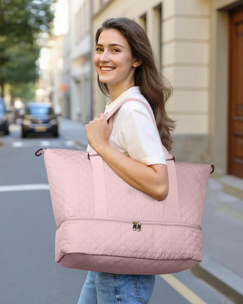 HOTOR Travel Bags for Women - Lightweight Overnight Holdall Bag, Large Carry on Luggage Weekend Bag with Shoe Compartment & Toiletry Bag, Travel Duffel Sport Gym Tote, Black, 34.0 x 45.0 x 20.0 cm