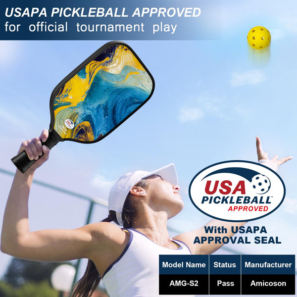 USAPA Approved Fiberglass Pickleball Set - 2 Lightweight Rackets, 4 Balls, 2 Cooling Towels, Bag & Gifts for Men & Women