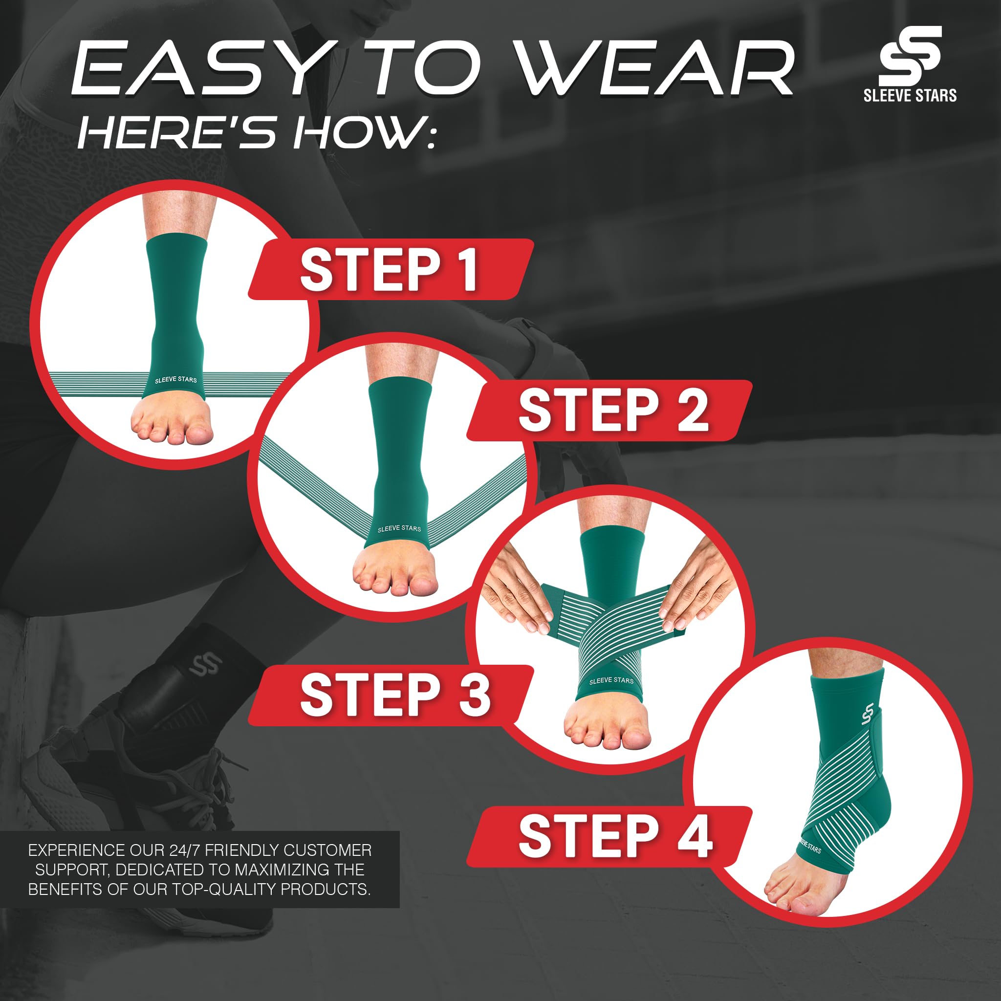 Sleeve Stars Ankle Brace for Sprained Ankle, Plantar Fasciitis Relief Ankle Support for Women & Men, Ankle Compression Sleeve w/Strap, Achilles Tendonitis Brace, Foot Brace Wrap (Single/Hot Pink)