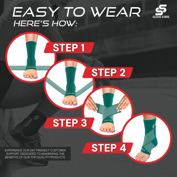 Sleeve Stars Ankle Brace for Sprained Ankle, Plantar Fasciitis Relief Ankle Support for Women & Men, Ankle Compression Sleeve w/Strap, Achilles Tendonitis Brace, Foot Brace Wrap (Single/Hot Pink)