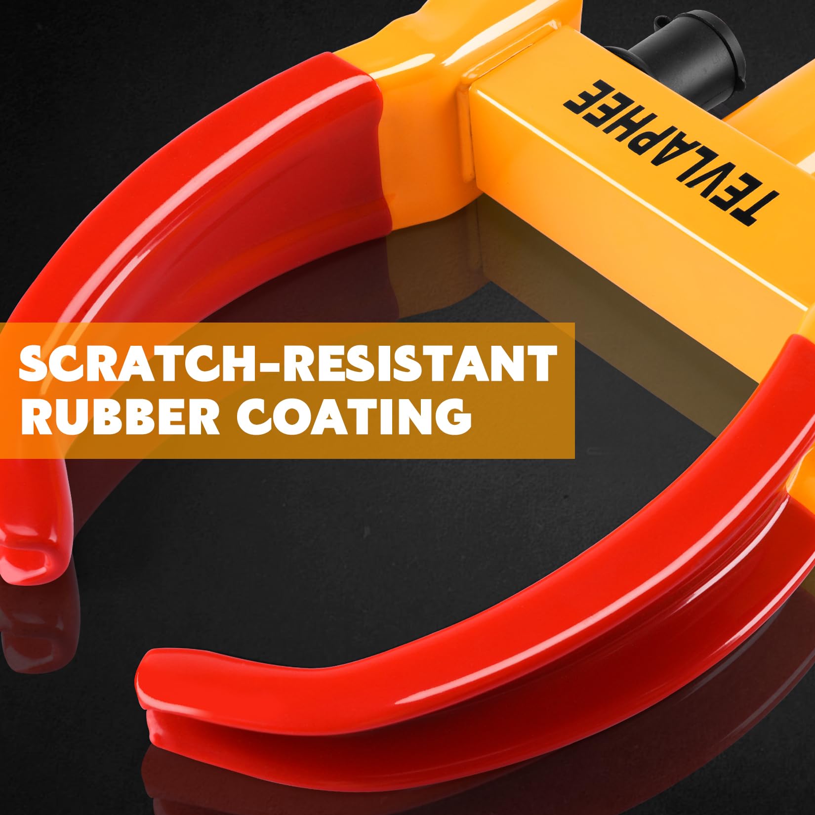Tevlaphee Wheel Clamp Lock Heavy Duty Anti-Theft, Adjustable Security for Cars, Vans, Motorhomes (Fits 7-11" Tyres), Weatherproof & Vandal-Resistant Design (Red&Yellow)