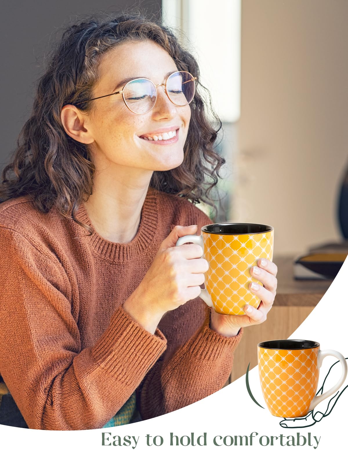 DOWAN Coffee Mugs Set of 6-19oz/560ml Ceramic Mugs Set - Large Tea Coffee and Hot Chocolate Cups - Oriental Classical Fancy Mugs - Great Gift for