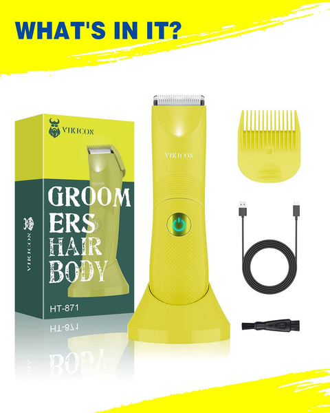 Manscape Trimmer for Men, VIKICON Pubic/Body Hair Trimmer, Electric Ball Trimmer for Private Parts, IPX7 Waterproof Body Goomer Shavers, USB-C Charging, Gifts for Men, New HT871