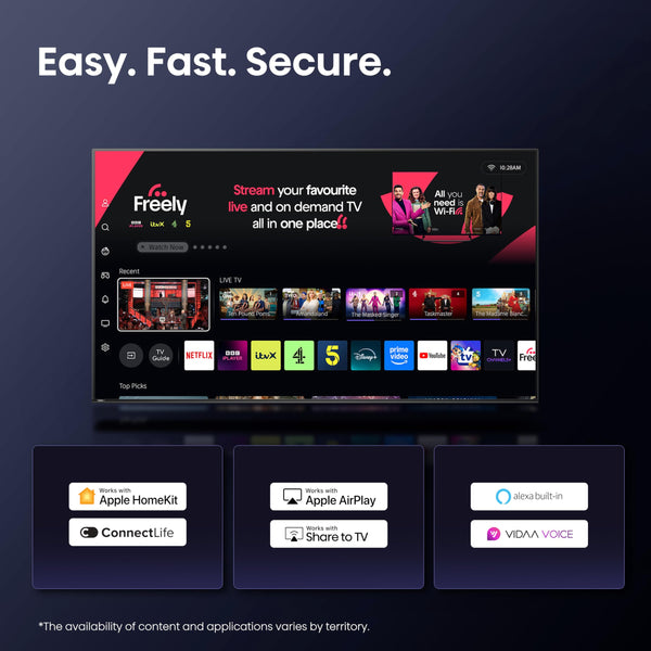 Hisense 55 Inch 4K Mini-LED TV 55U6NQTUK - Quantum Dot Colour, Dolby Vision Atmos, Hi-View Engine, FilmMaker Mode, Vidaa OS with Voice Control, Freely, Youtube, Netflix and Disney+ (2024 Model)