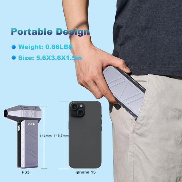 Compressed Air Duster - 150000RPM Electric Air Duster for Cleaning Keyboard&PC 3 Gears Adjustable Rechargeable Cordless Jet Dry Blower Air Blower for Car and Home (F33-Black-UK)