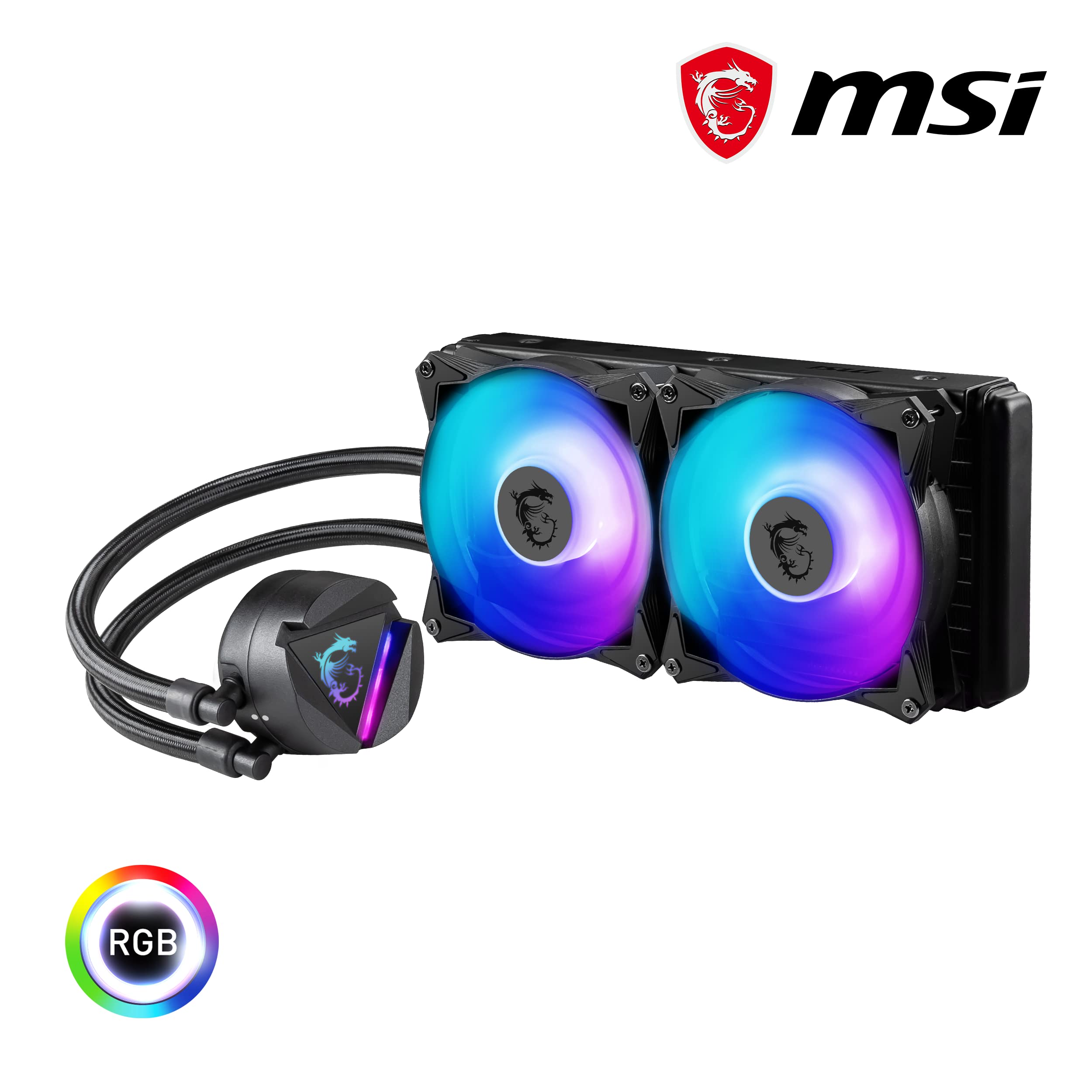 MSI MAG CORELIQUID 360R V2 AIO CPU Liquid Cooler - Rotatable ARGB Blockhead, Integrated Radiator Pump, Split-Flow Water Cooling, Evaporation-Proof Tubing, Easy to Install - AMD & Intel Compatible