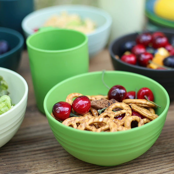 Greentainer Unbreakable Plastic Dinnerware Sets, 24PCS Lightweight Camping Tableware, Microwave& Dishwasher Safe Plates Set, Bowls, Cups Mugs, Service