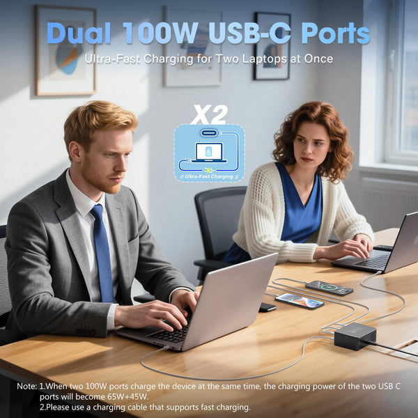 330W 10-Port USB Charging Station, GaN III USB Charging Hub, PD 100W 65W 45W 30W 20W Laptop & Phone Fast Charger Plug, Compatible with MacBook Pro/Air, Dell XPS, iPhone 17/16/15/Pro, iPads, Steam Deck