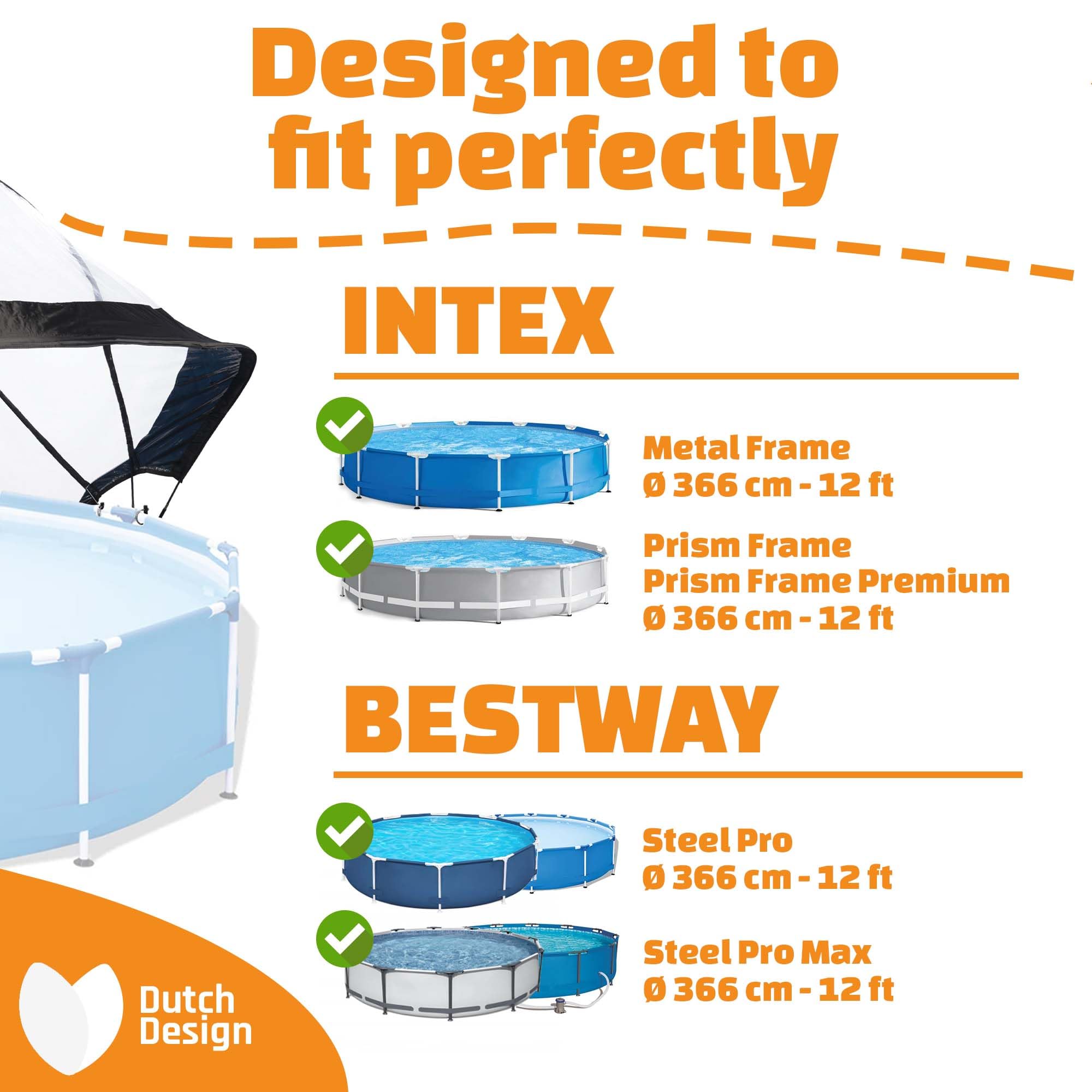 Pool Dome 10 ft - For Intex/Bestway Pools - Keeps Water Warm and Clean - Protects Against Wind and Debris - Excellent Customer Service - Universal Swimming Dome