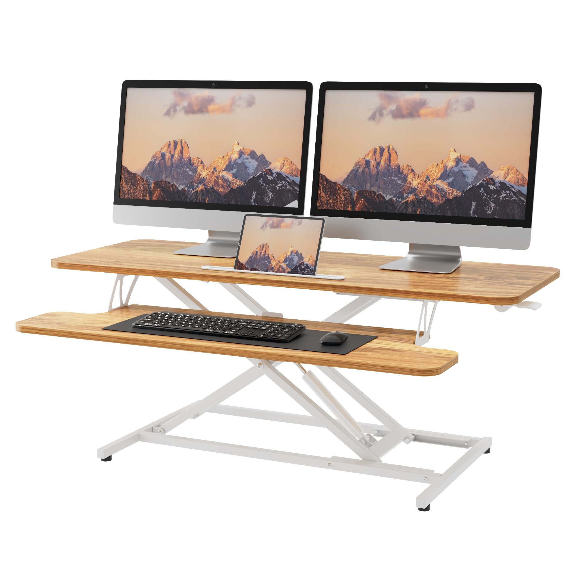 ERGOMAKER Standing Desk Converter, 36"/91cm Wide Height Adjustable Quick Sit to Stand Up Desk Riser for Dual Monitor