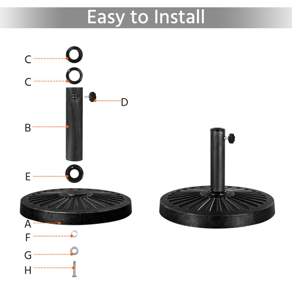 Yaheetech 10kg Patio Umbrella Stand Parasol Base Weight Heavy Duty Garden Parasol Stand Holder Round Iron Umbrella Base Stand Bronze