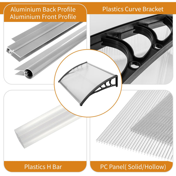 Outopee Door Canopy Awning, 120 x 80 cm Window Garden Front Door Canopy for Outdoor Shelter, Window Porch Shade, Patio Roof Cover, Black