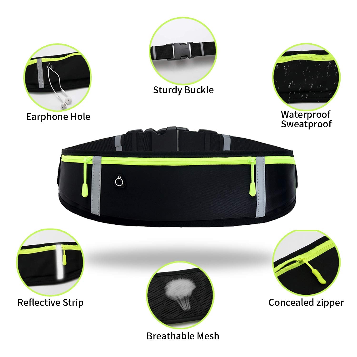 GORWRICH Running Belt with Waterproof Adjustable Elastic Strap, Sweatproof waistpacks with Large Capacity, Perfect for Running and Outdoor Activities