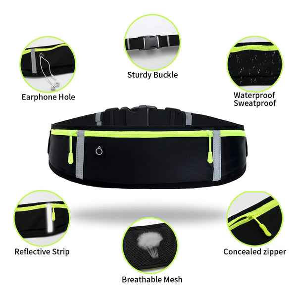 GORWRICH Running Belt with Waterproof Adjustable Elastic Strap, Sweatproof waistpacks with Large Capacity, Perfect for Running and Outdoor Activities