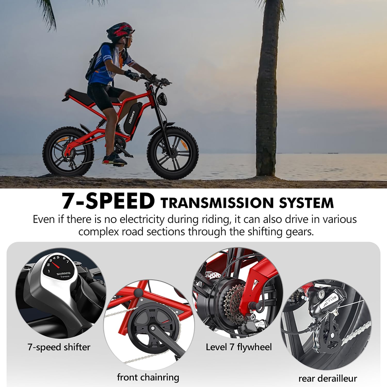 iENYRID Electric Bike for Adults,Fat Tire Hidoes B6 25KM/H Electric Bike Bicycles 15Ah Removable Battery E Bikes for Adults Electric Mountain Bike for Men