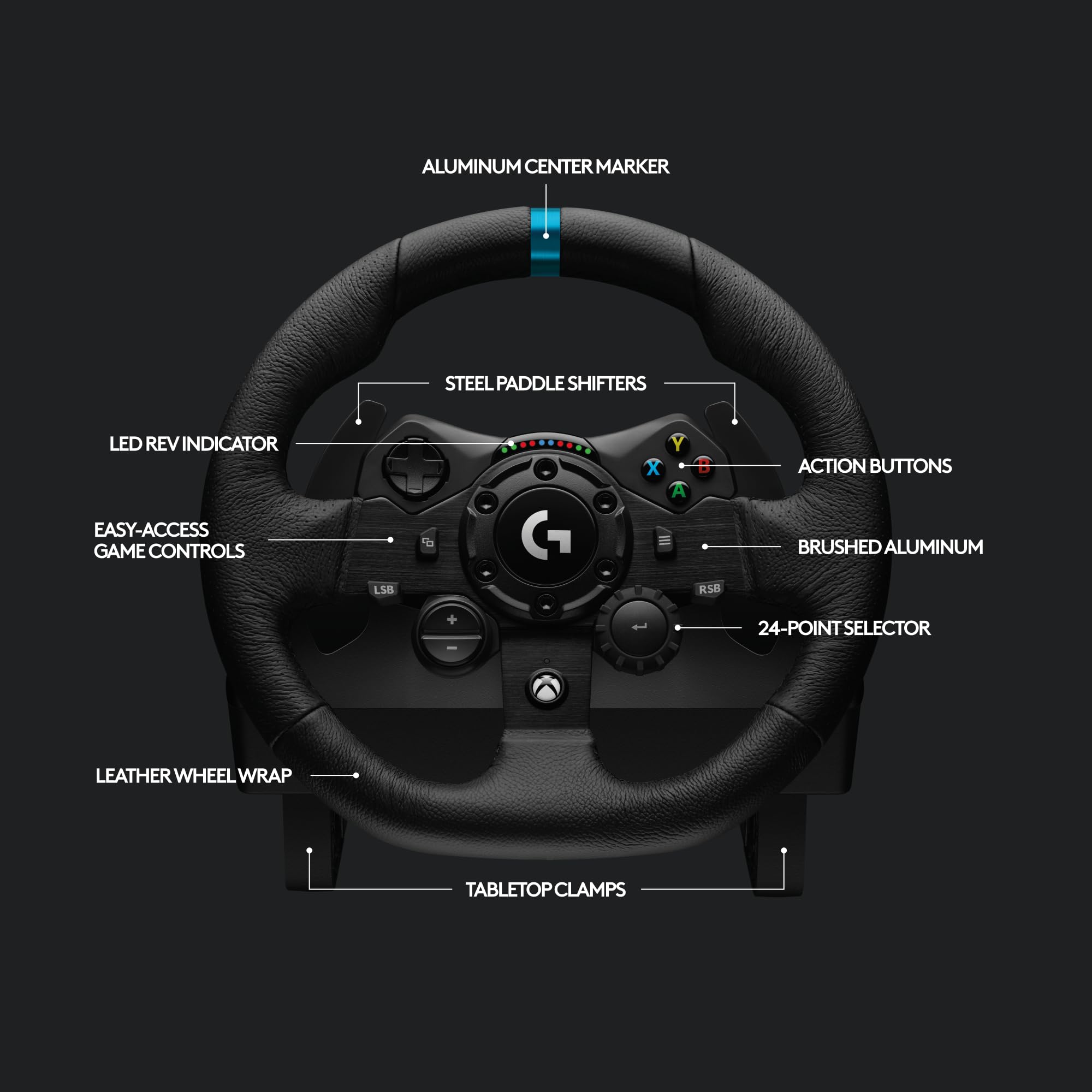 Logitech G G923 Racing Wheel and Pedals, TRUEFORCE up to 1000 Hz Force Feedback, Responsive Driving Design, Dual Clutch Launch Control, Genuine Leather Wheel Cover, for PS5, PS4, PC, Mac - Black
