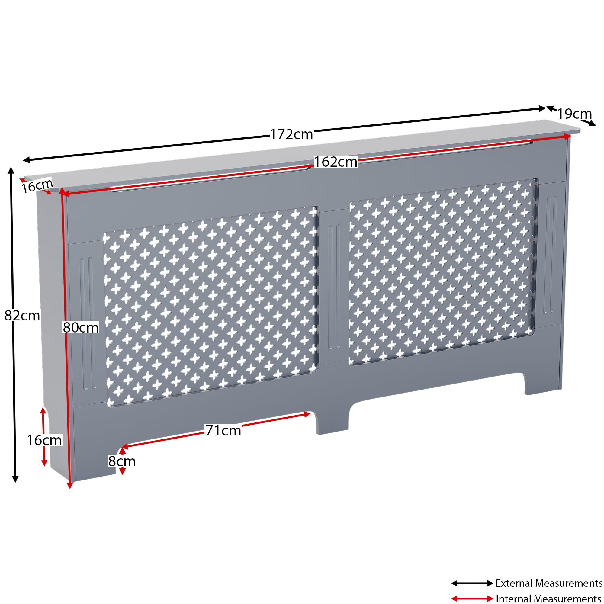 Vida Designs Oxford Radiator Cover – Traditional Cross Pattern, Olive Grey, MDF, Modern Painted Finish, Heat Efficient, Small, (H 82 x W 78 x D 19 cm)