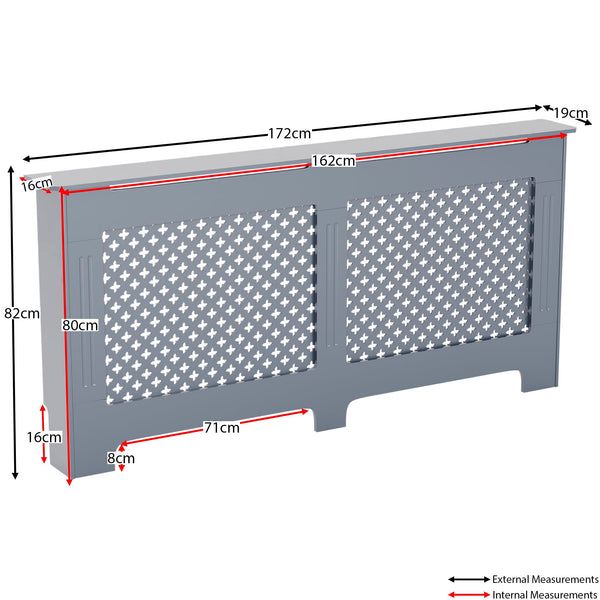 Vida Designs Oxford Radiator Cover – Traditional Cross Pattern, Olive Grey, MDF, Modern Painted Finish, Heat Efficient, Small, (H 82 x W 78 x D 19 cm)