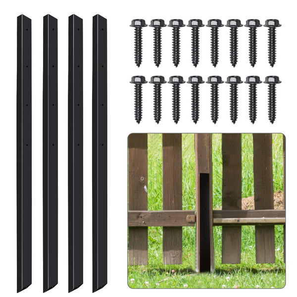 Fence Post Repair Spike - 2 Pack Heavy Duty Fence Post Support Ground Spike for Tilted or Broken Wooden Fence Posts, Durable Garden Fencing Solution
