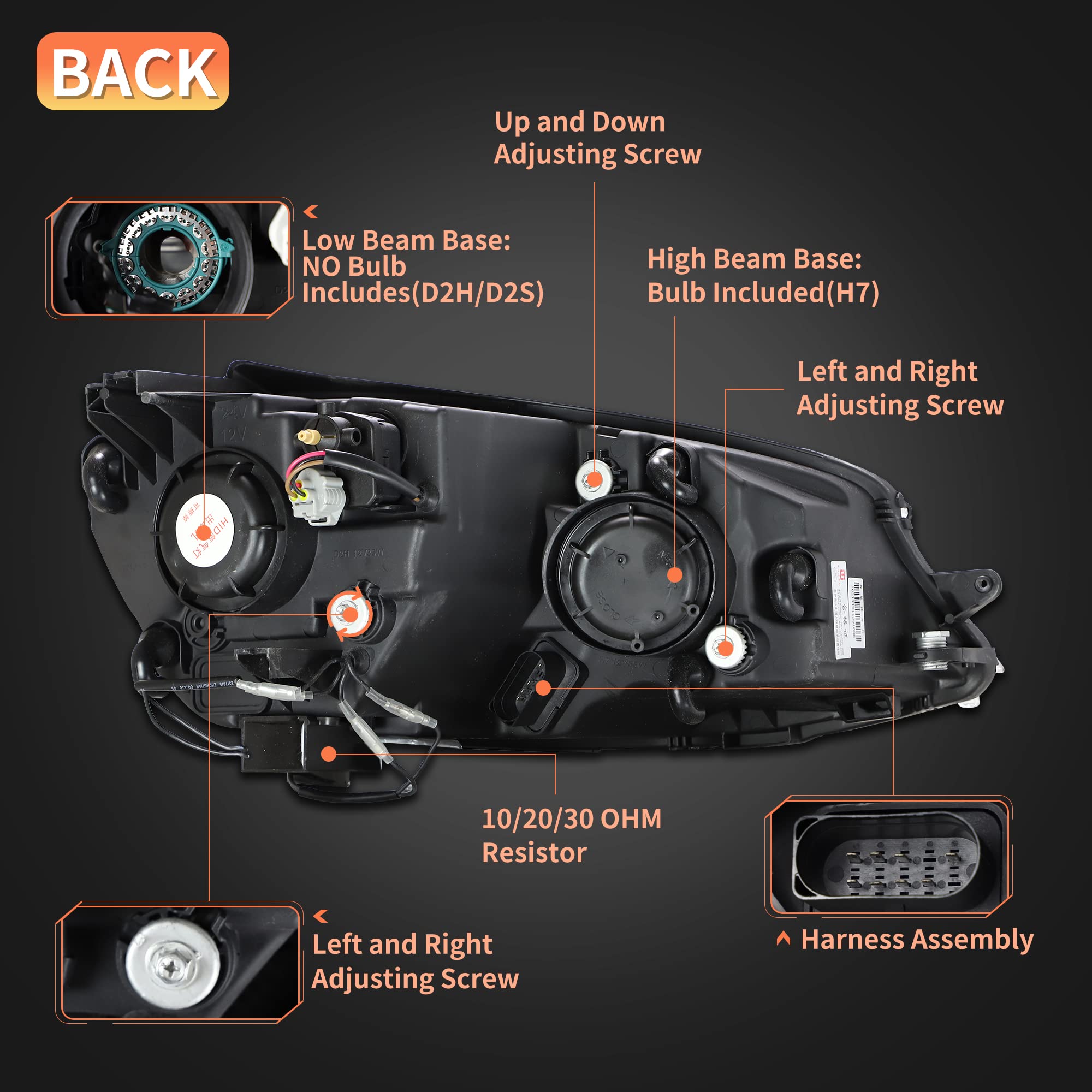 VLAND Headlights for GOLF 7 VII MK7 2012-2017 Front Lamps,with Sequential Indicator,Only Fit for Halogen Version (Sliver Stripe)