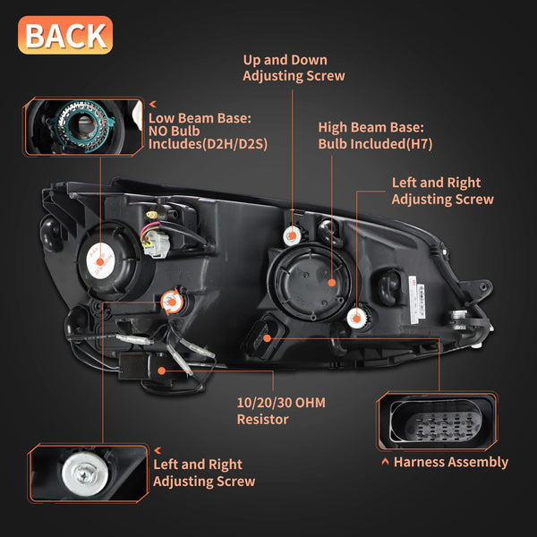 VLAND Headlights for GOLF 7 VII MK7 2012-2017 Front Lamps,with Sequential Indicator,Only Fit for Halogen Version (Sliver Stripe)