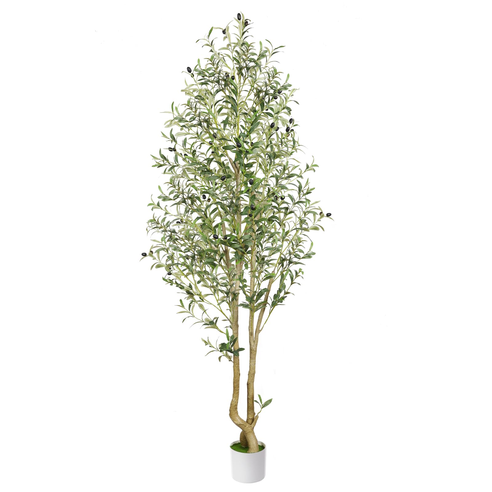 Alupssuc 6FT Artificial Olive Tree, Faux Olive Tree with Curved Trunk & Lifelike Olive Leaves in White Pots, 6 Feet Big Tall Fake Tree Plants for Home