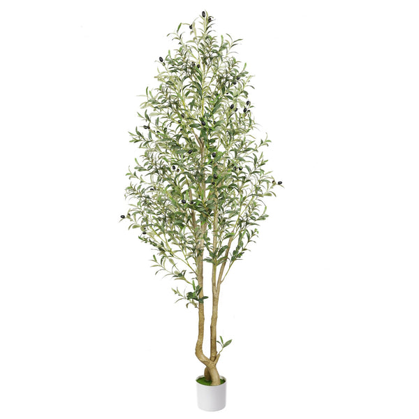 Alupssuc 6FT Artificial Olive Tree, Faux Olive Tree with Curved Trunk & Lifelike Olive Leaves in White Pots, 6 Feet Big Tall Fake Tree Plants for Home