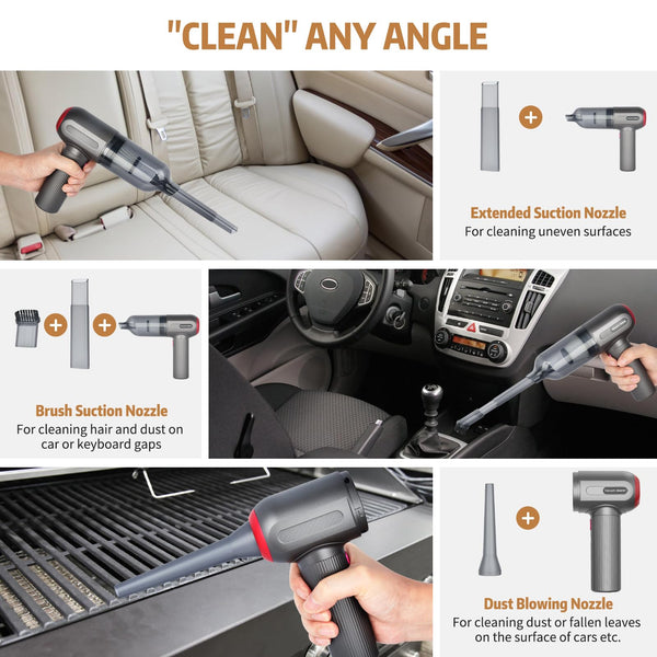 Handheld Vacuum Cordless, 9000Pa Powerful Car Vacuum Cleaner, Rechargeable Portable Lightweight Mini Vacuum Cleaner, USB Car Vacuum Cleaner Car Cleaner for Pet Hair, Car, Home, Office, Kitchen
