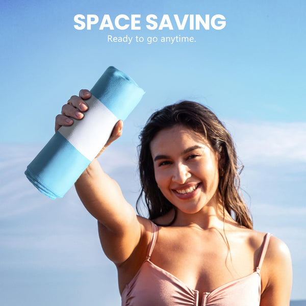 Winthome Beach Towel, Extra Large Microfibre Beach Towel for Adult, Double Sides Sand Free Quick Dry lightweight Travel Swimming Towel(Pink + Green, 90×180cm - 2 pack)