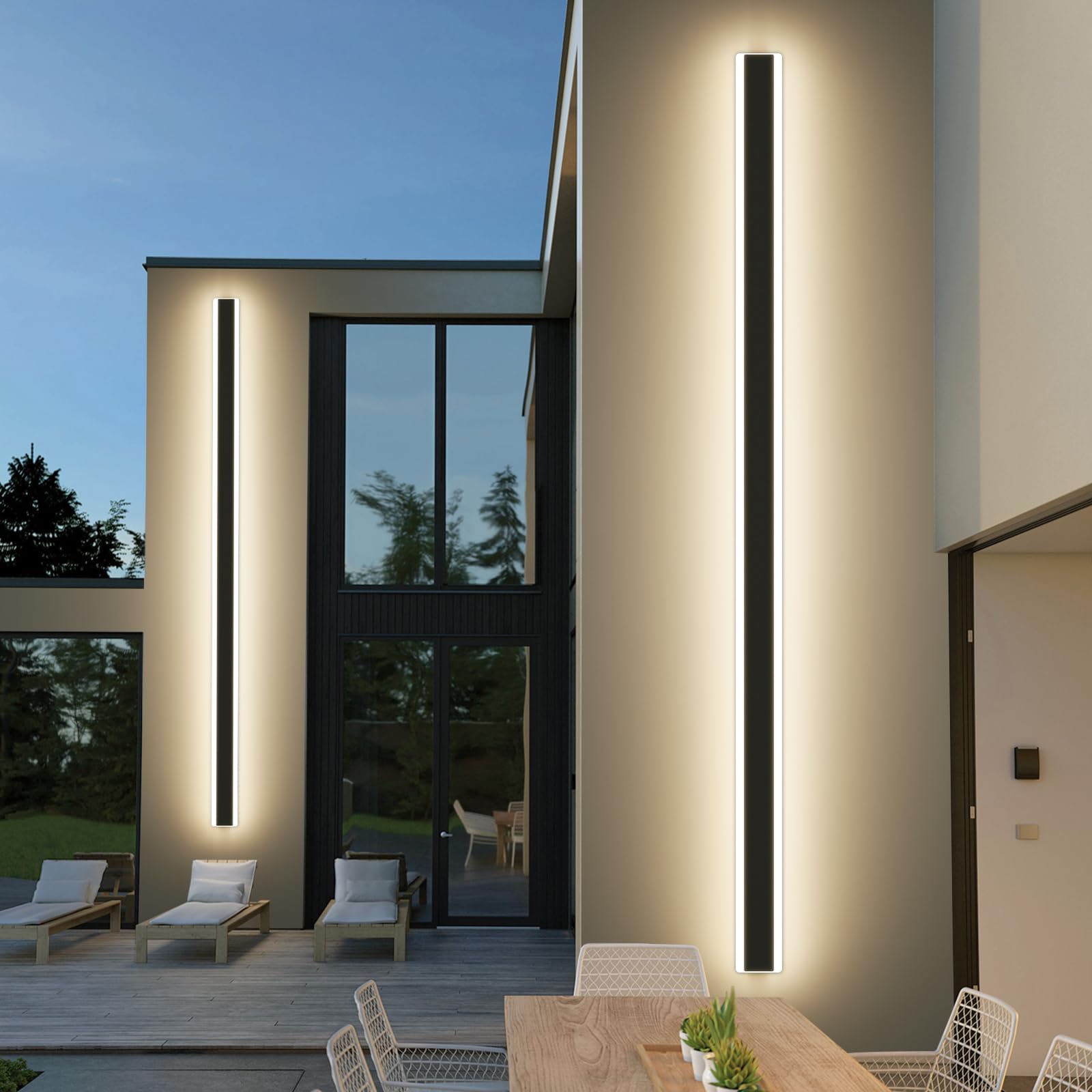 Mikeru 6500k Cool White Outdoor Wall Light, 150cm Modern Porch Wall Light, LED Vertical Long Acrylic Garden Fixture, IP65 Waterproof for Balcony, Living Room, Garage, Patio