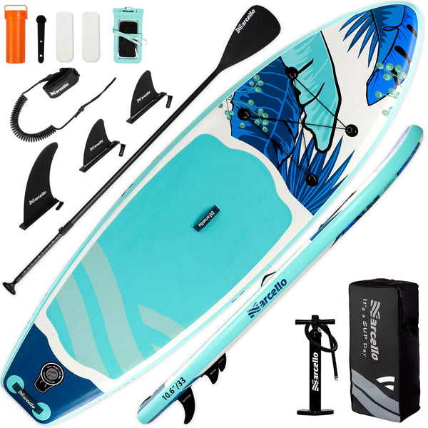 Paddle Board, Inflatable Stand Up Paddle Board, 10‘6/11' ×33"×6" Ultra-light SUP Board with Hand Pump, Leash, Repair Kit, Waterproof Phone Case and Waterproof Bag, Paddle Board for Adults