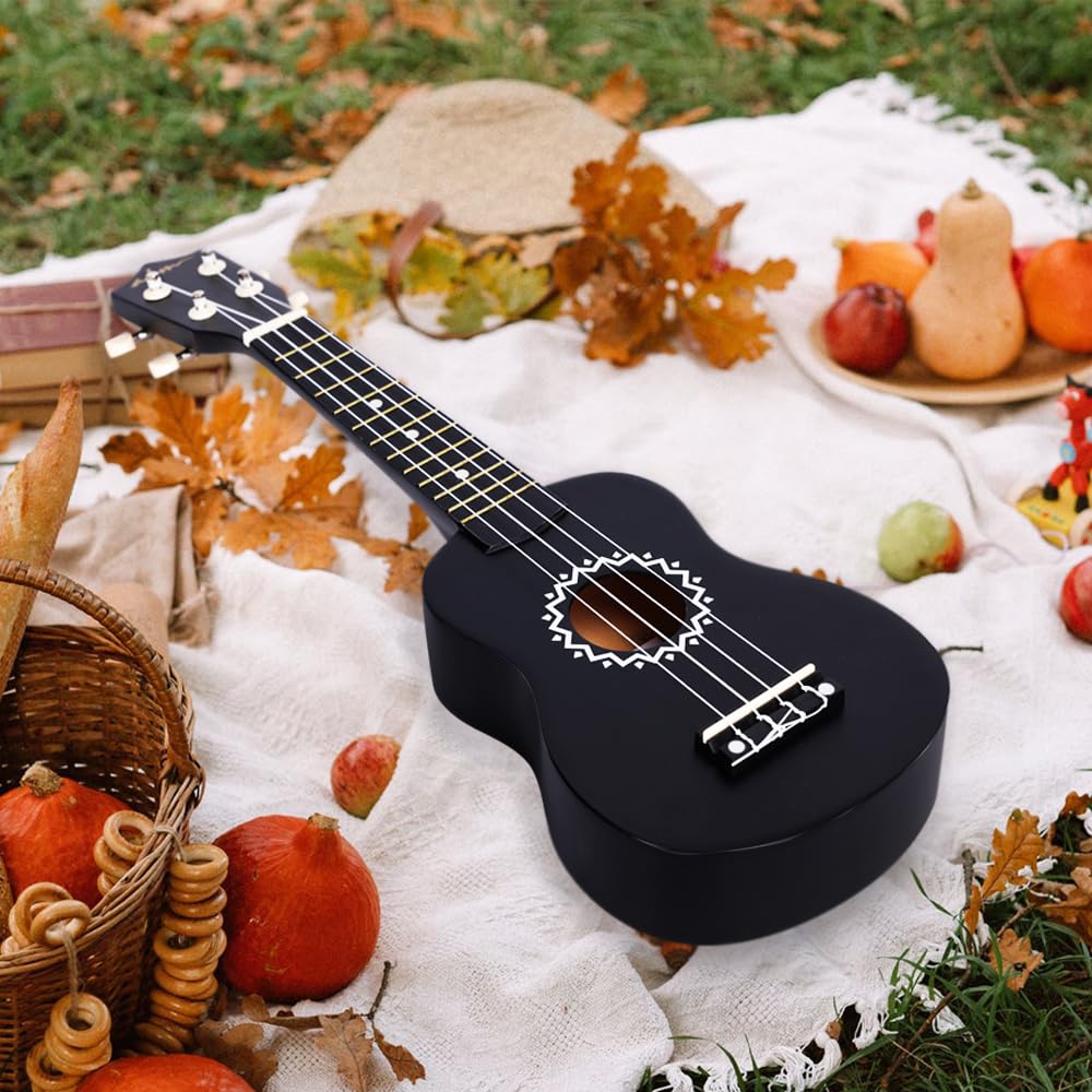 ADM Soprano Ukulele Set for Kids and Beginners, Ukulele Starter Kit with Bag, Clip-On Tuner, Rainbow Strings, Colourful Strap, Plectrum, Fingerboard Sticker, Chord Card (Dark Blue)