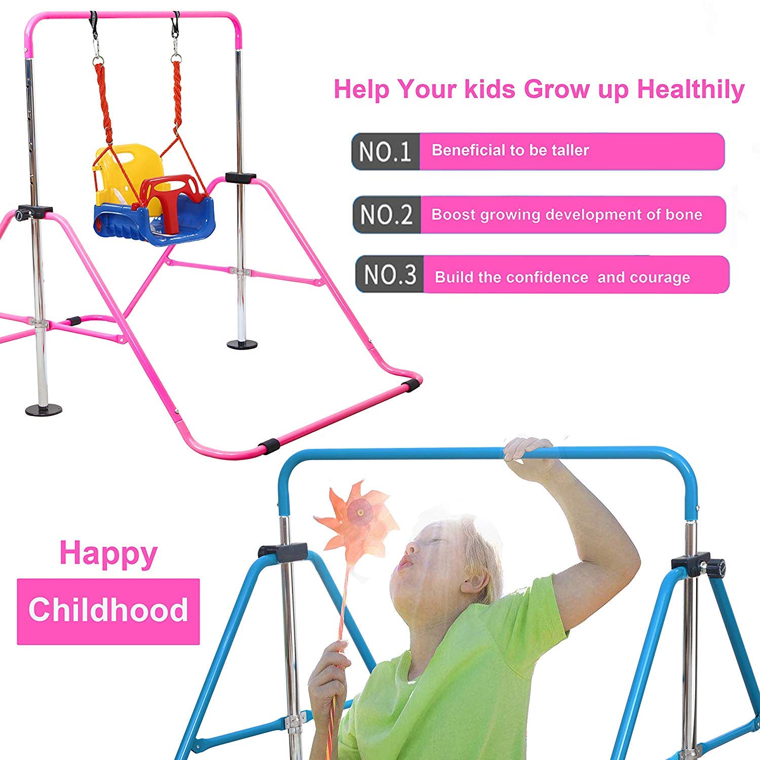 Expandable Gymnastics Bars Junior Training Bar Adjustable Height Gymnastic Horizontal Bars Children Folding Training Monkey Bars Child Gym Climbing