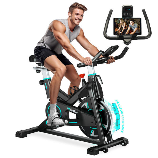 Wenoker Exercise Bike Indoor Cycling, Spin Bike Exercise Equipment for Home Gym Use with LCD Display & Tablet Holder Fitness Workout Cardio Training Machine