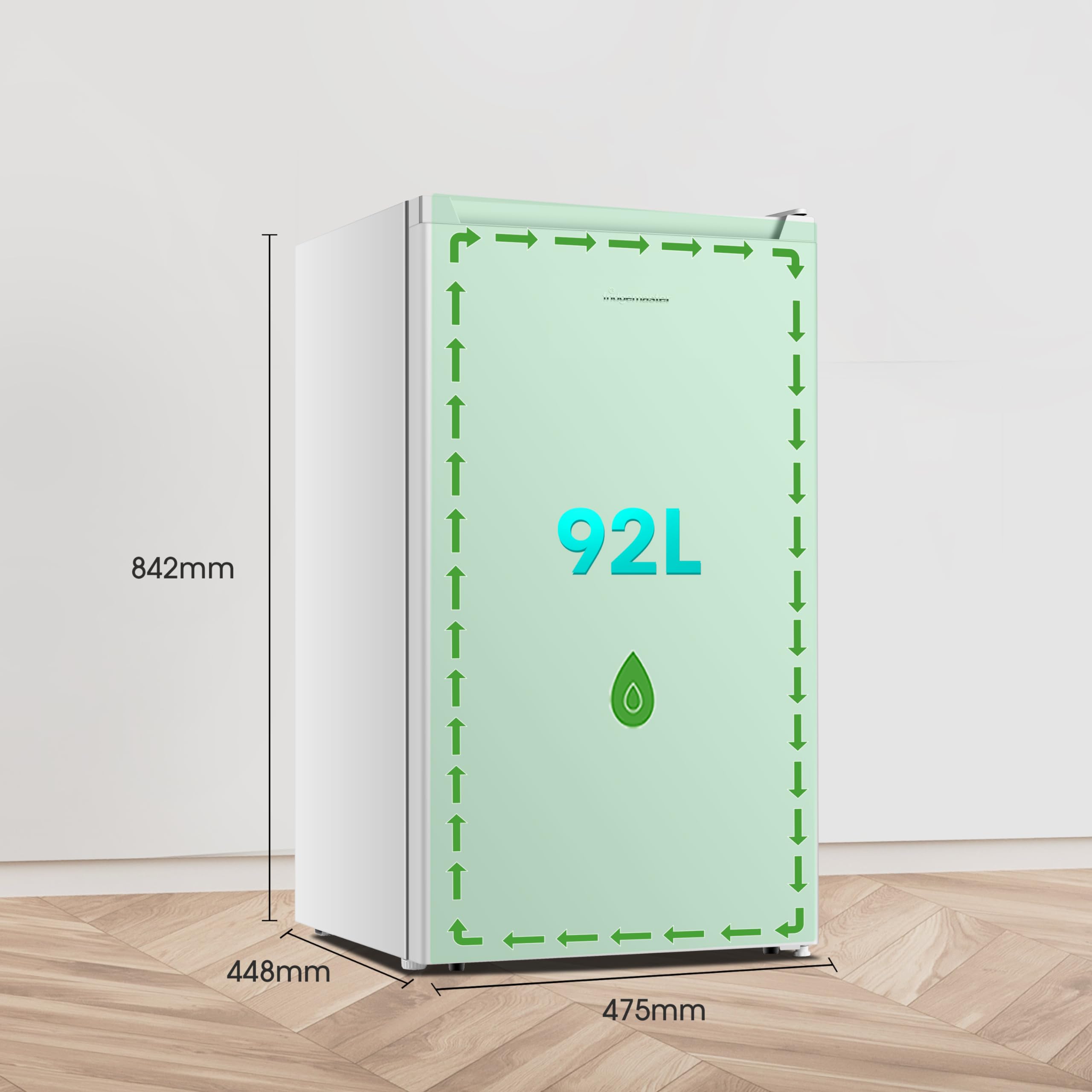 Fridgemaster MUR4545 Small Table Top 45cm Mini Fridge - 45 L - Mechanical Control with Adjustable Thermostat - Reversible Door - 39 dB Low noise - Broad Climate Design - White - E Rated