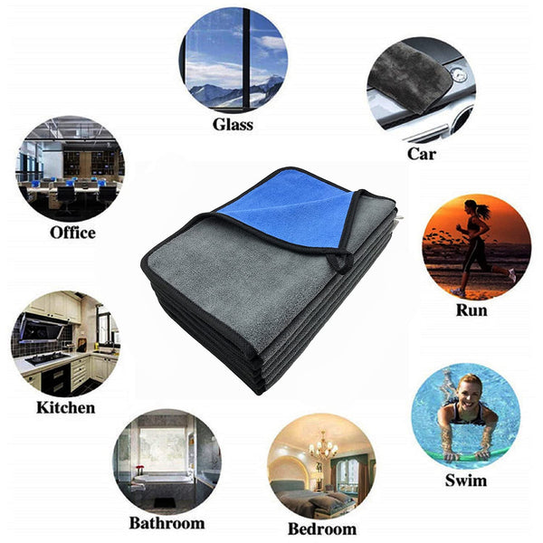 VAIYNWOM Set of 6 Car Cleaning Microfibre Cloths, Absorbent Microfibre Towel Polishing Cloth Gentle on Paint, Lint-Free for Household and Cleaning Car Motorcycle, 30x40cm (Yellow & Gray)