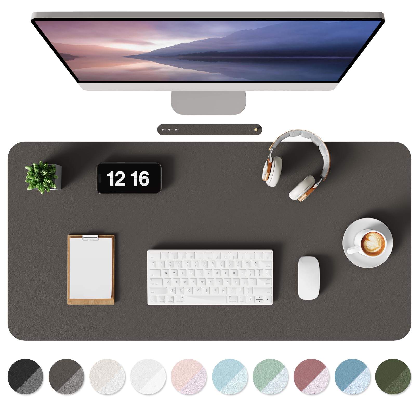 MOLMO Non-Slip Desk Mat, Waterproof Desk Pad Table Protector, Easy Clean Laptop Mat Large Mouse Pad Leather Writing Mat with Suede for Office /Home/Decor (Light Green, 60 x 35 cm)